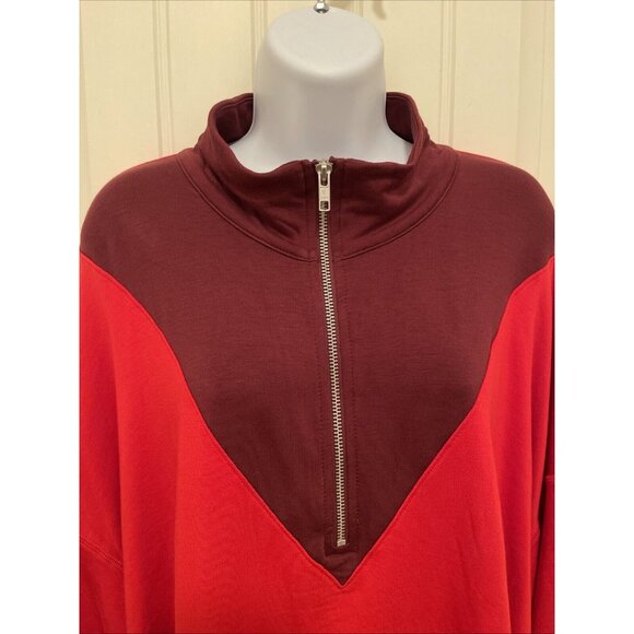 NWT~ Livi for Lane Bryant Women’s ‎ 26/28 Colorblock Cropped Top 1/4 zip Red - Picture 4 of 15